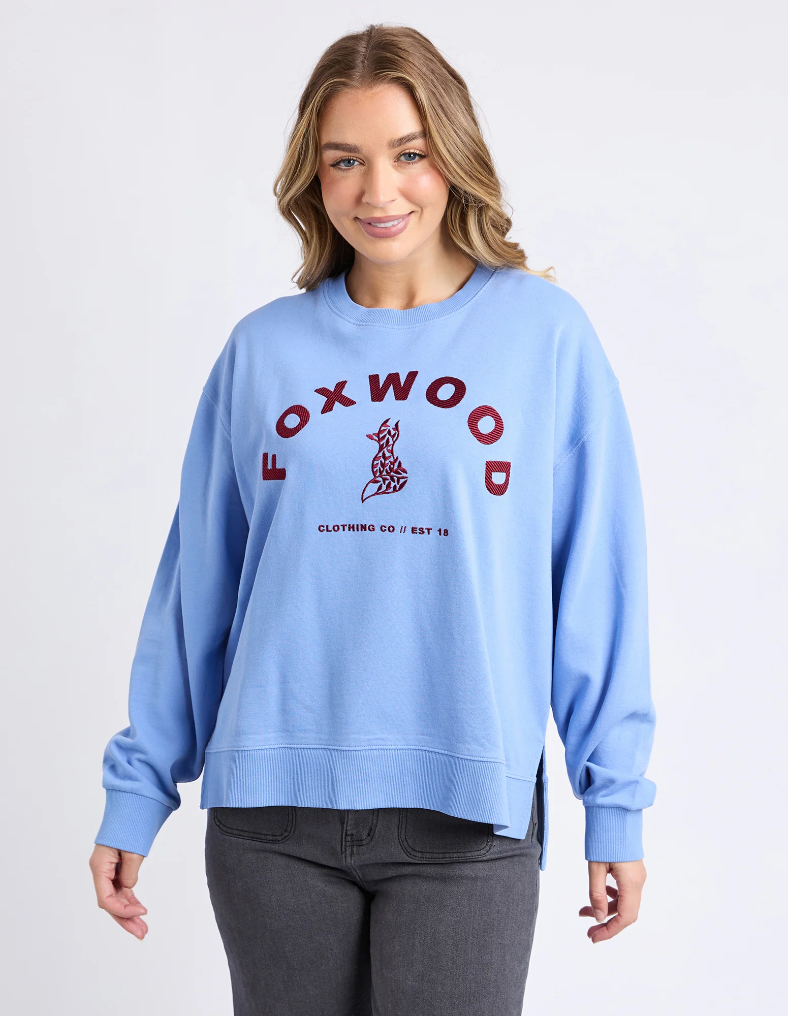 Foxwood Effortless Contrast Crew - Azurine Blue - Image 3