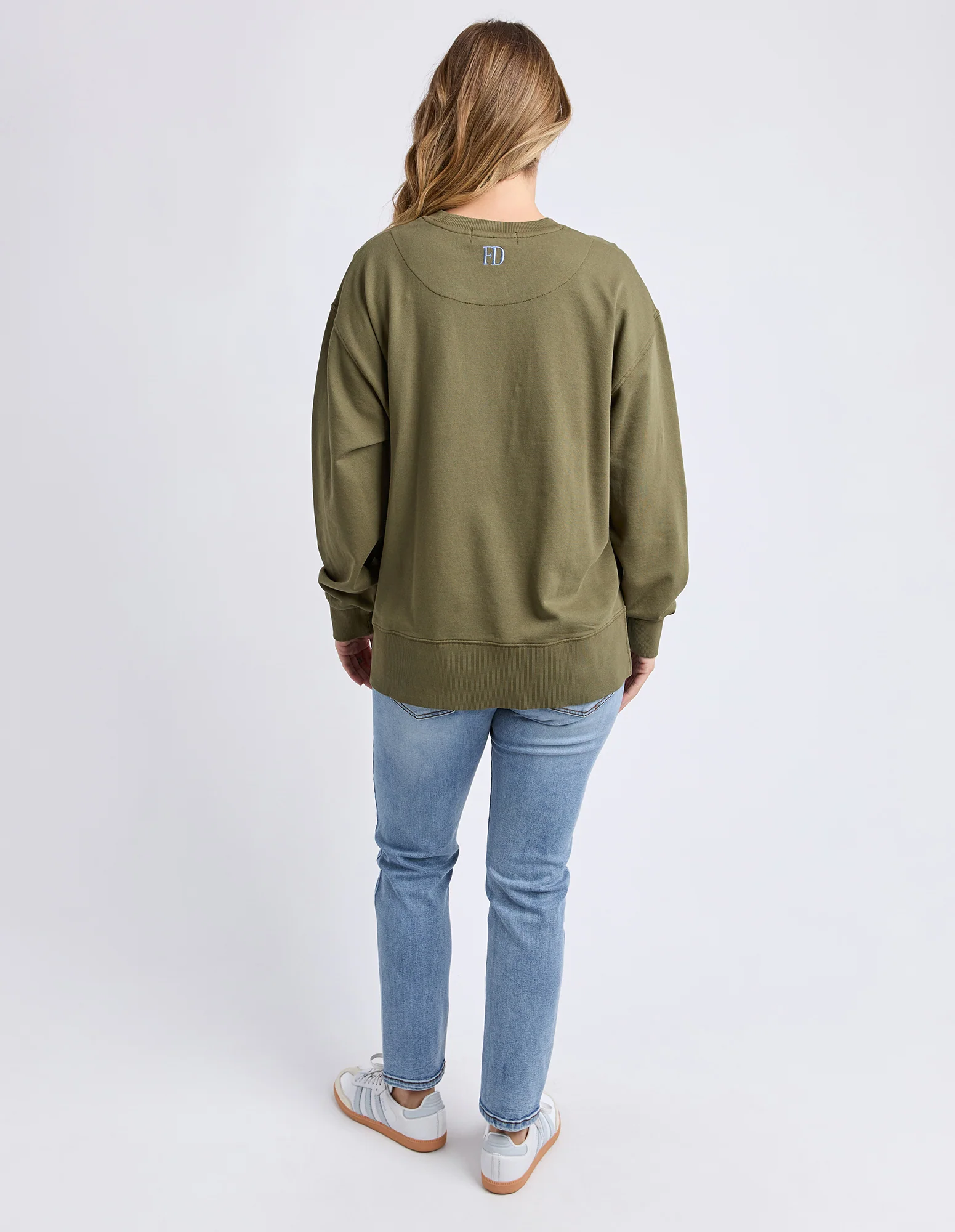 Foxwood Effortless Contrast Crew - Moss - Image 3