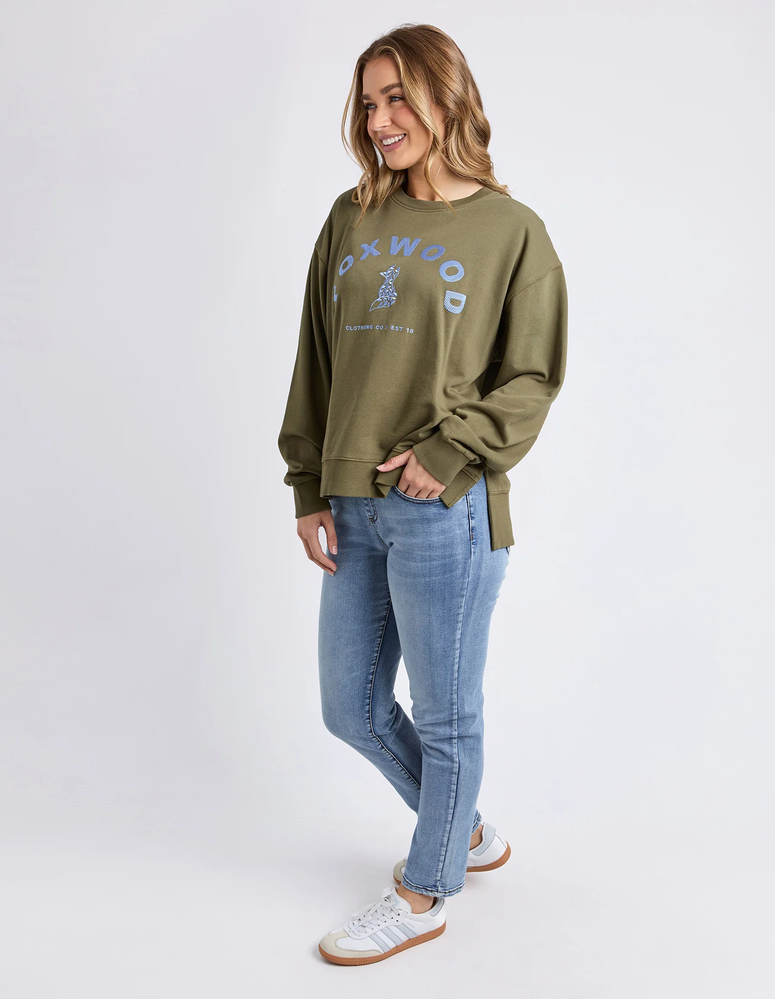 Foxwood Effortless Contrast Crew - Moss - Image 4