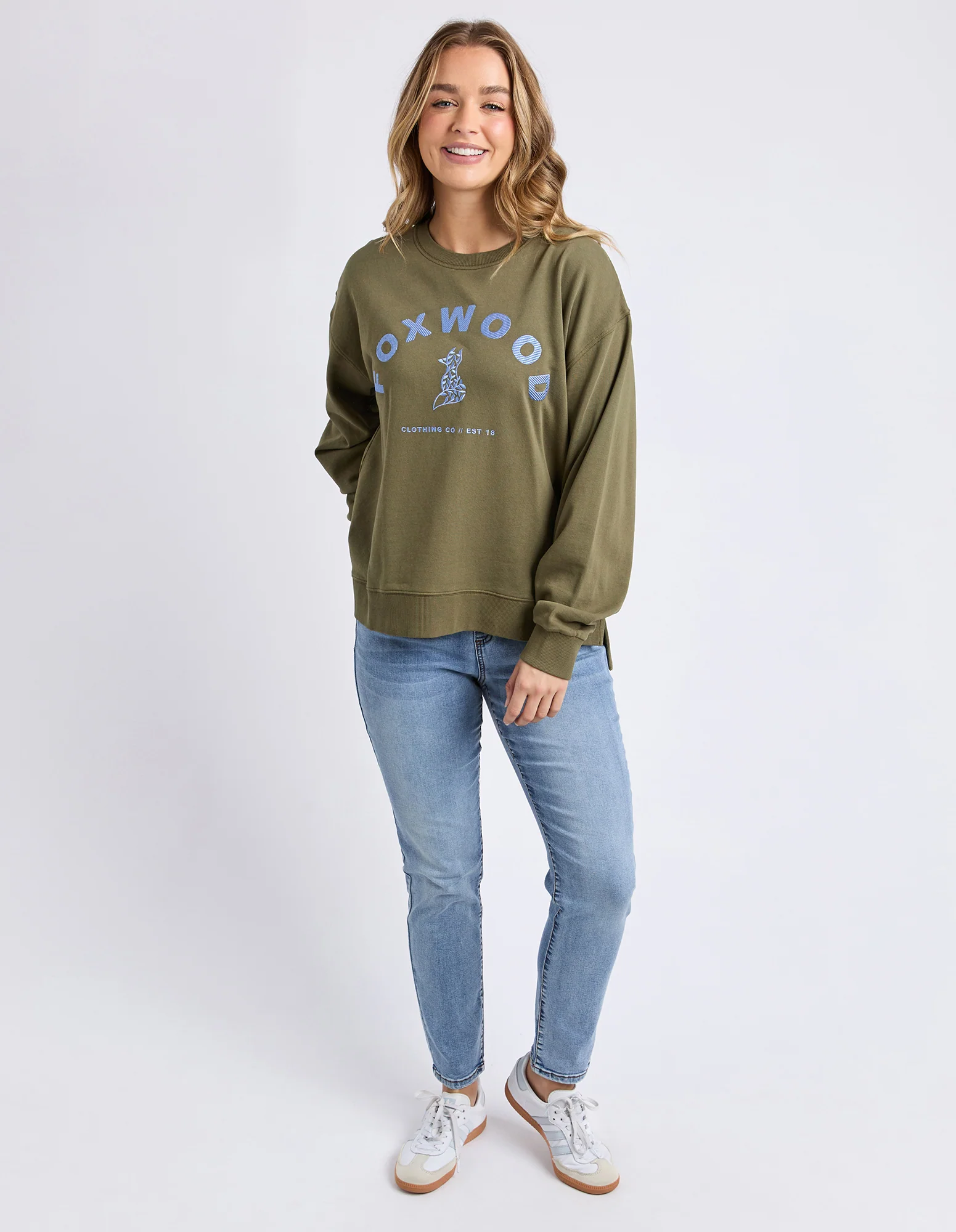 Foxwood Effortless Contrast Crew - Moss - Image 5