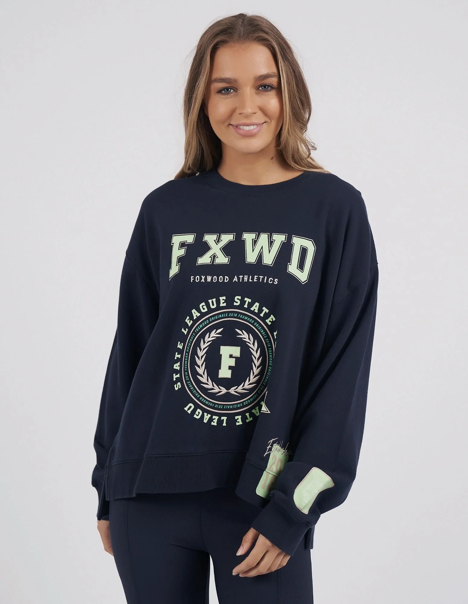 Foxwood Get There Crew - Navy/Spearmint Green