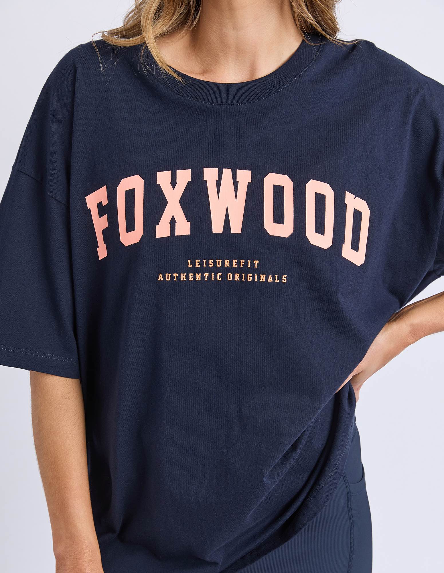 Foxwood Interval Tee- Navy/Neon Peach - Image 4