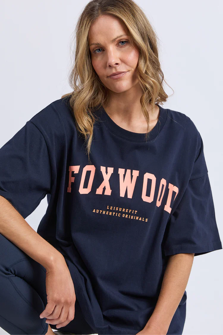 Foxwood Interval Tee- Navy/Neon Peach - Image 5