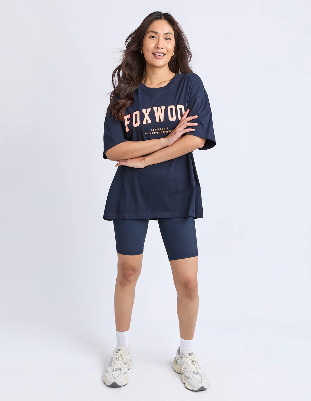 Foxwood Interval Tee- Navy/Neon Peach - Image 7