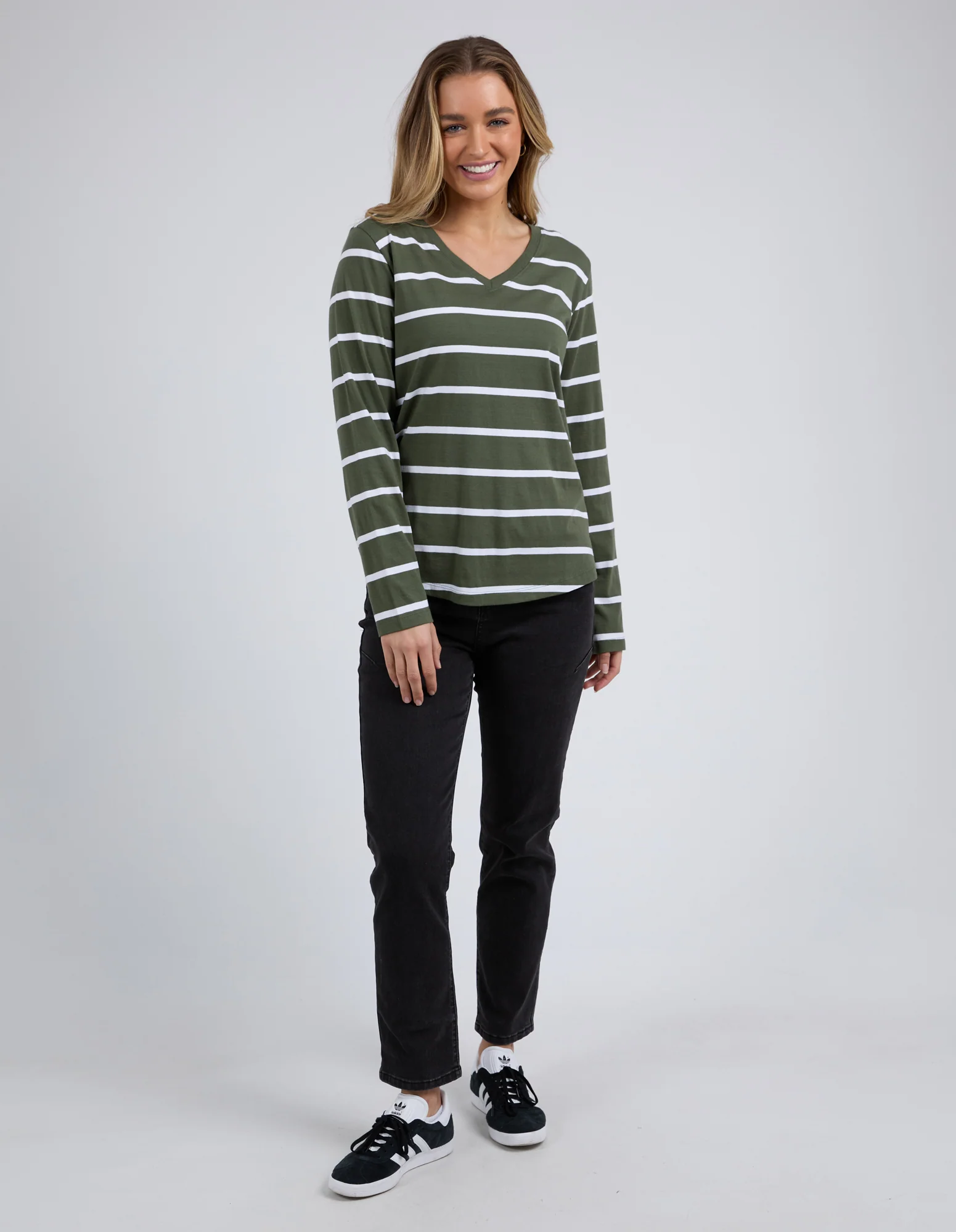 Foxwood Manly Vee Stripe Top - Khaki - Image 4