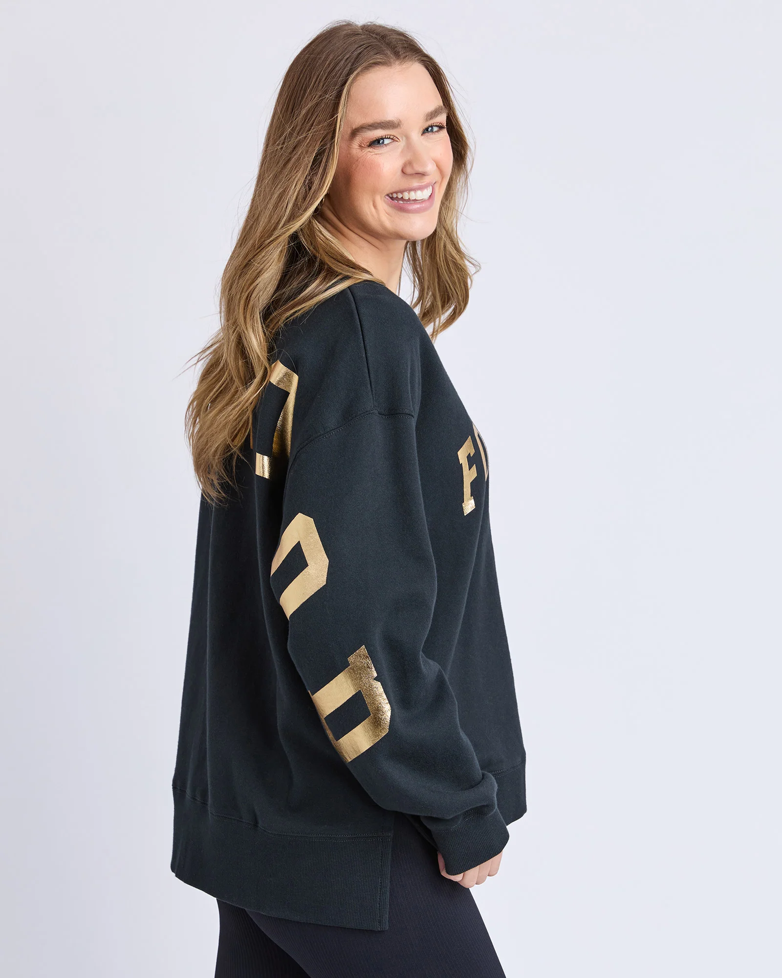Foxwood Metallic Interval Crew - Black - Image 3