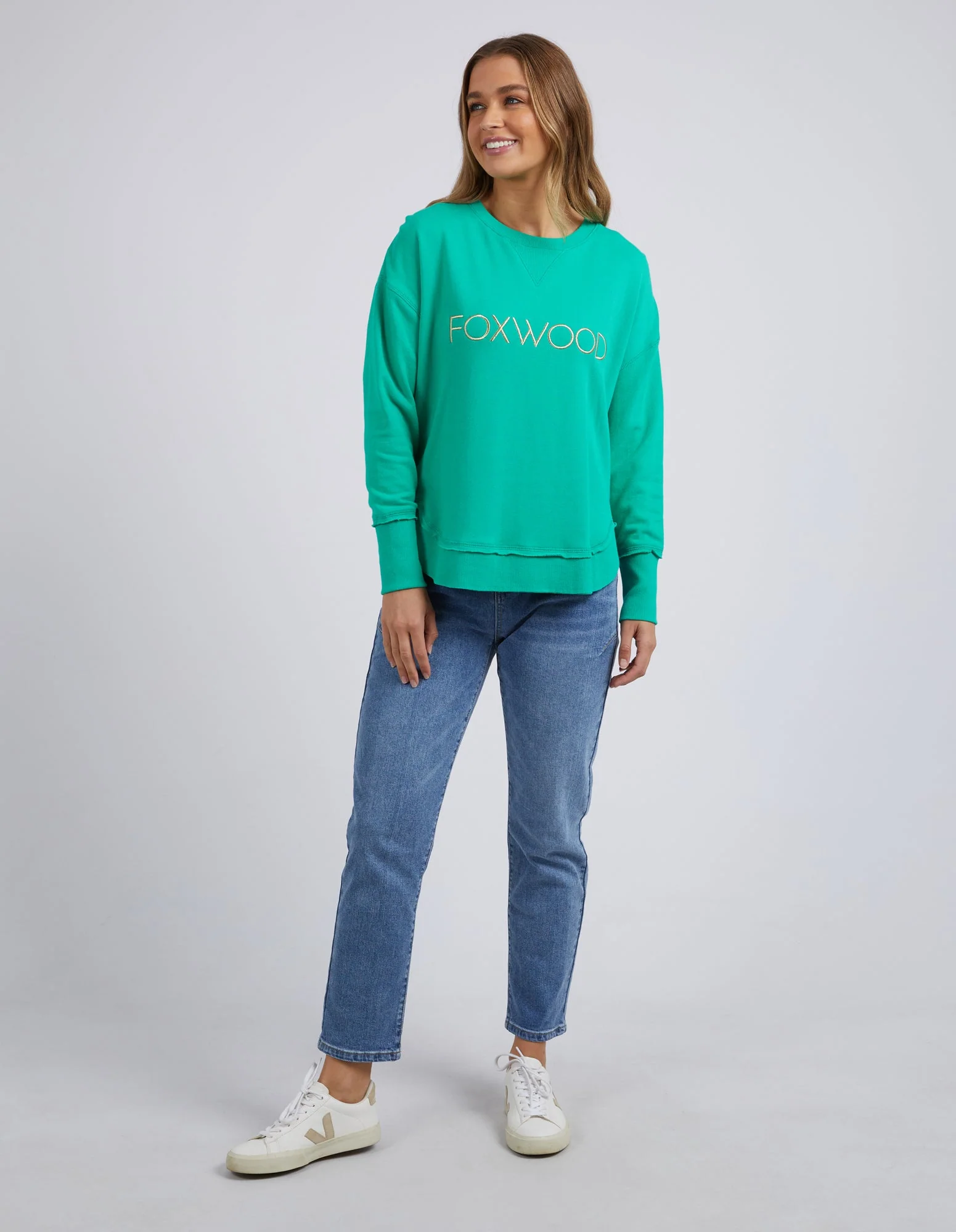 Foxwood Simplified Crew - Green with Pink Metallic Lettering - Image 6