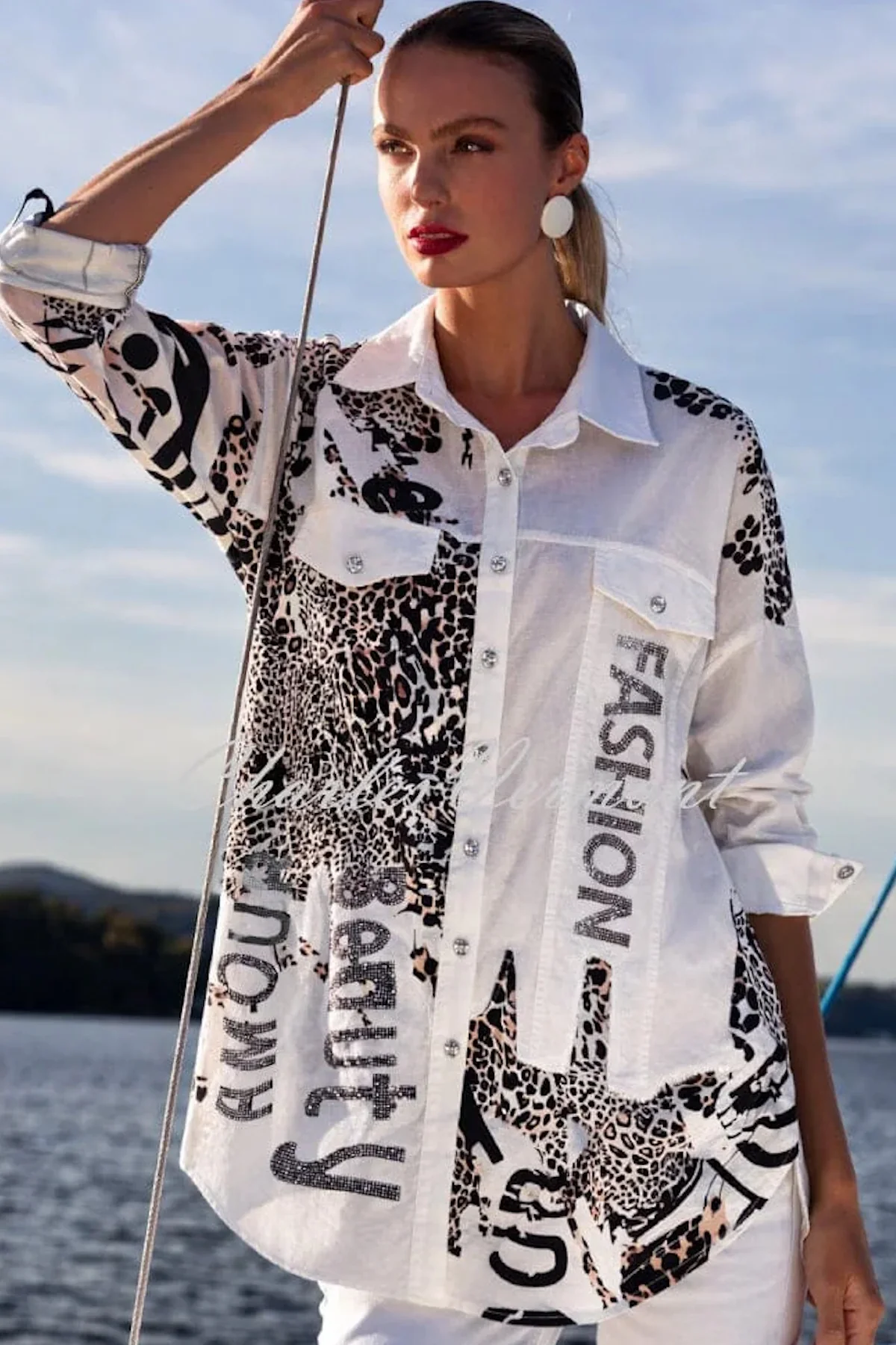 Frank Lyman Aluna Cheetah Blouse
