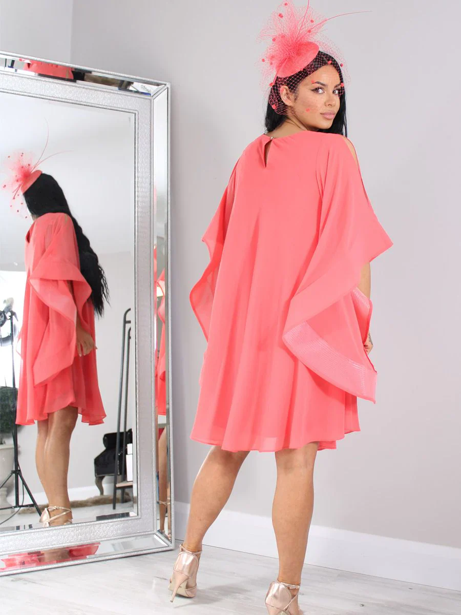 Frank Lyman Angel Sleeve Dress - Fiesta Coral - Image 3