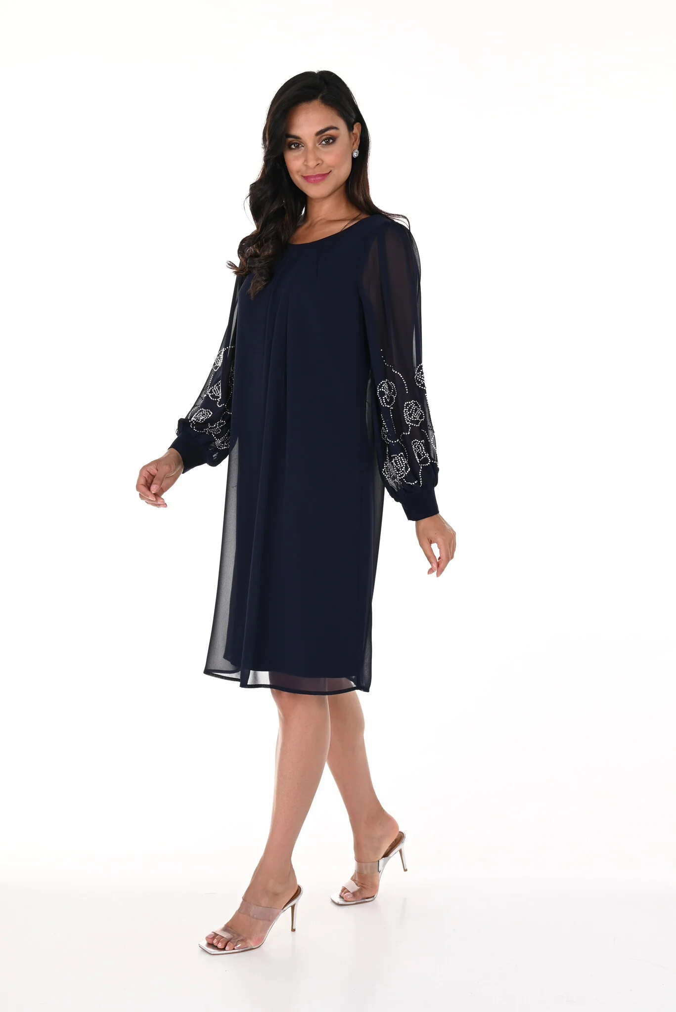 Frank Lyman Beaded Sleeve Dress-Midnight Ink - Image 2