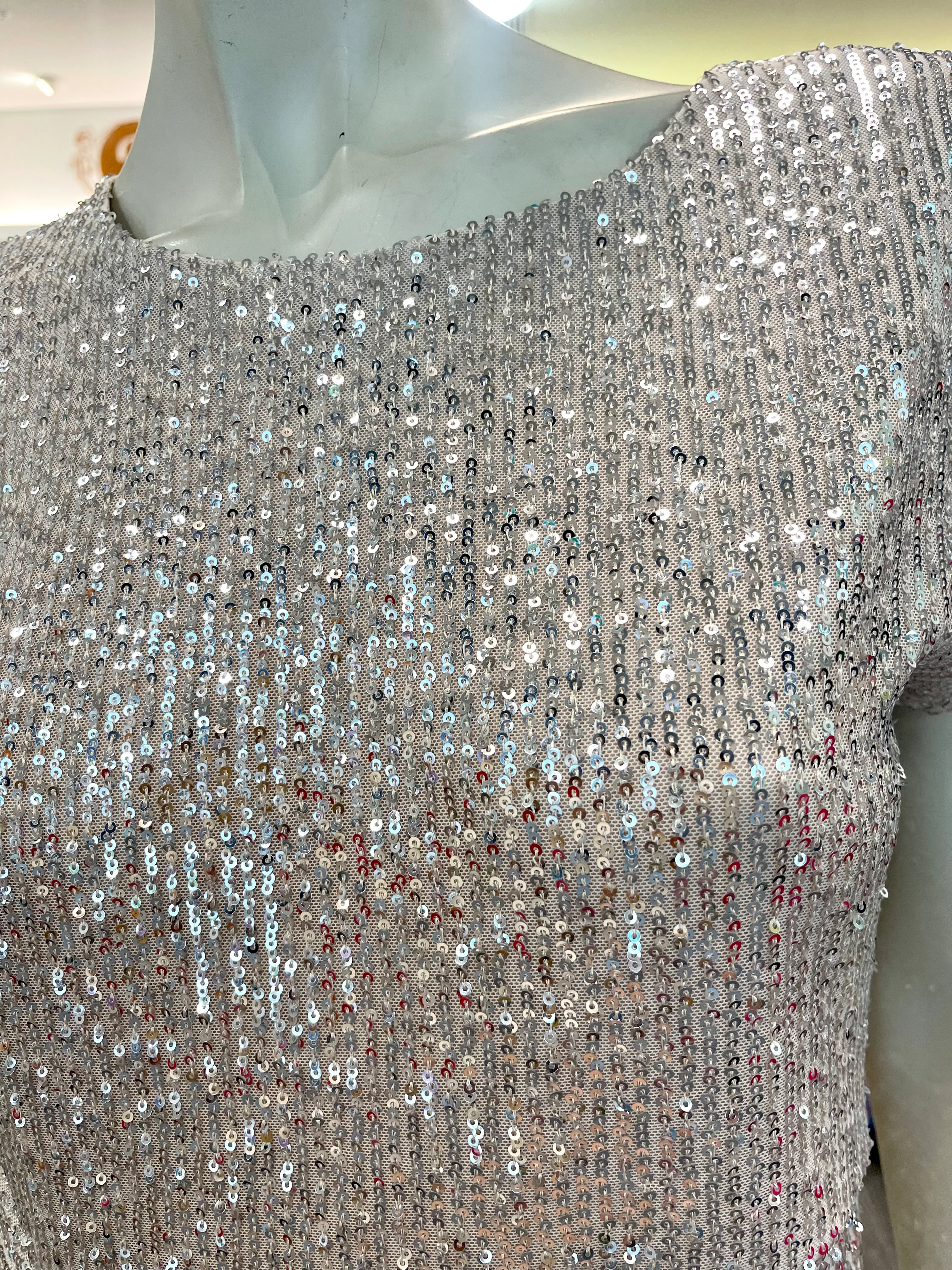 Frank Lyman Beige Sequin Dress - Image 3