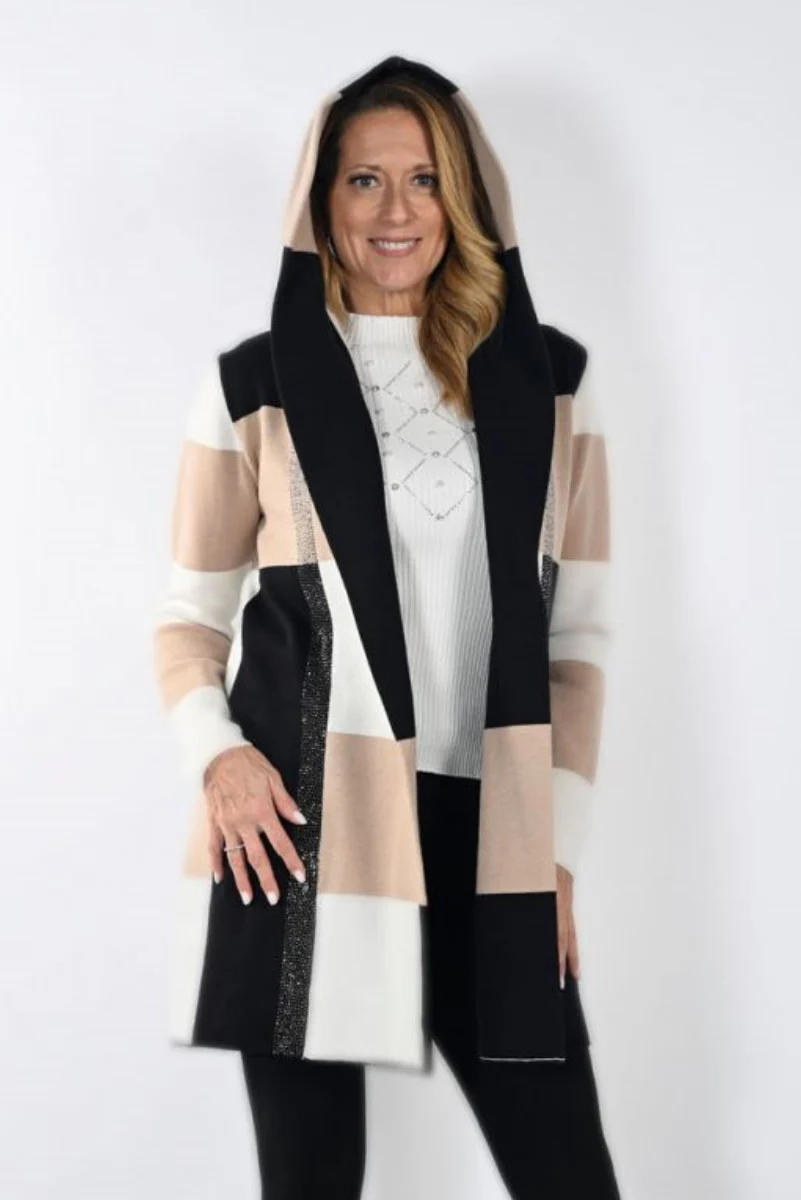 Frank Lyman Black/Beige Knit Cover-Up - Image 2