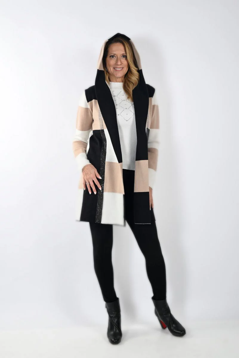 Frank Lyman Black/Beige Knit Cover-Up - Image 3