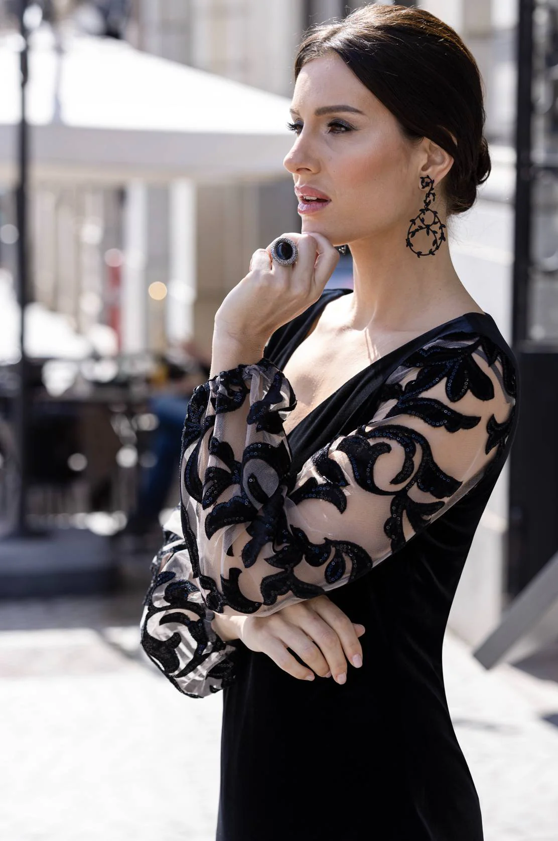 Frank Lyman Black Nude Knit Dress - Image 2