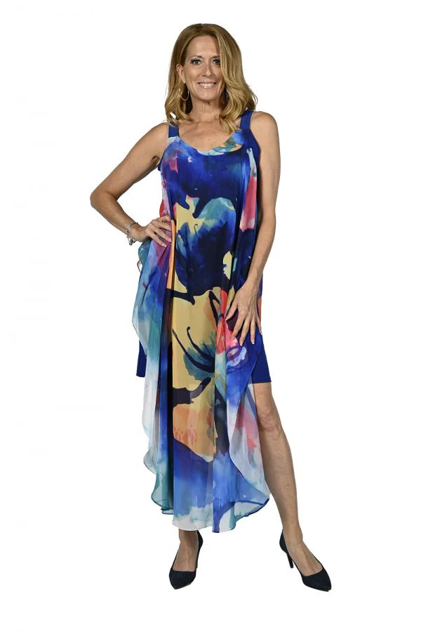 Frank Lyman Blue And Yellow Dress - Image 2