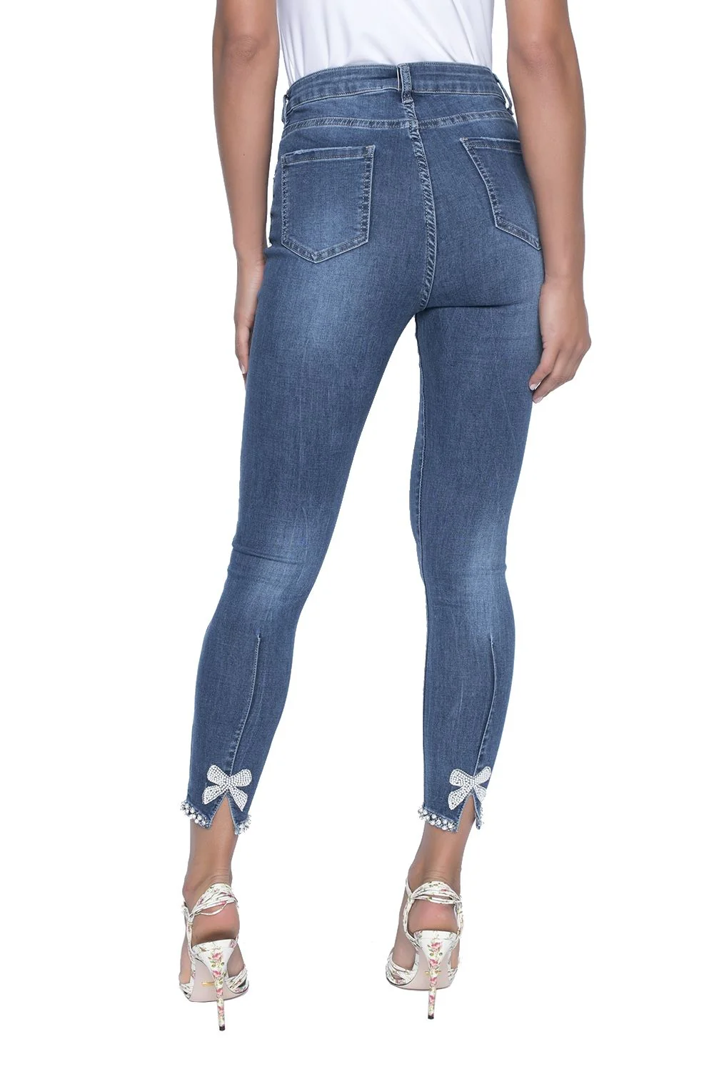 Frank Lyman Blue Pearl Bow Jeans
