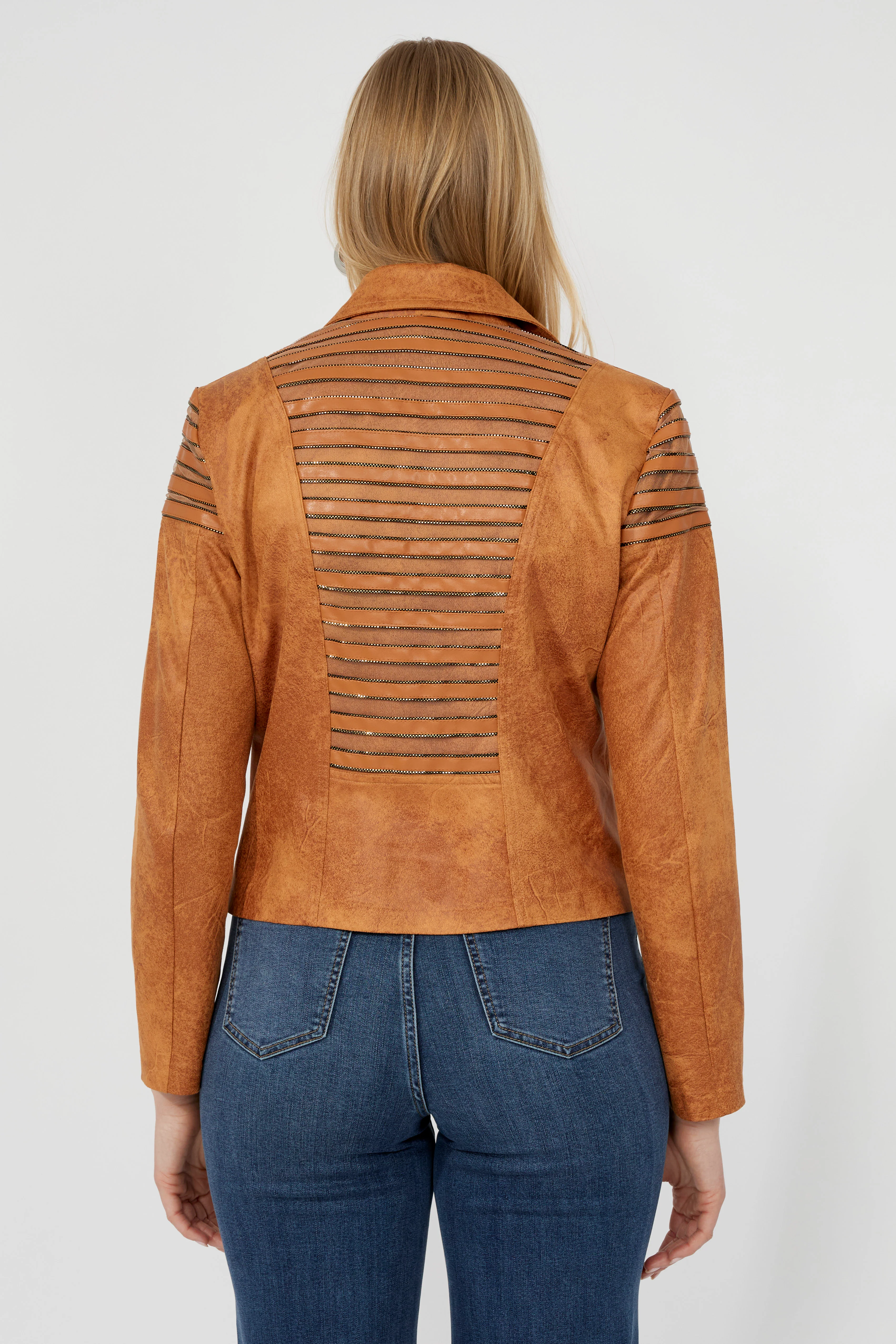 Frank Lyman Burnt Orange Biker Jacket - Image 6
