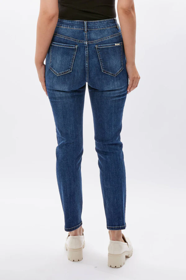 Frank Lyman Dark Blue Sparkle Denim Jean Pants - Image 2