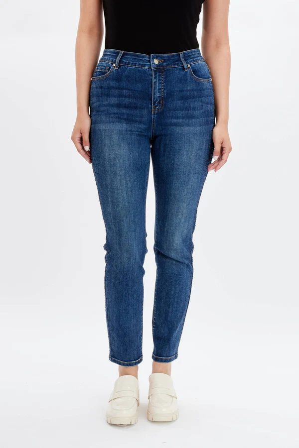 Frank Lyman Dark Blue Sparkle Denim Jean Pants - Image 3