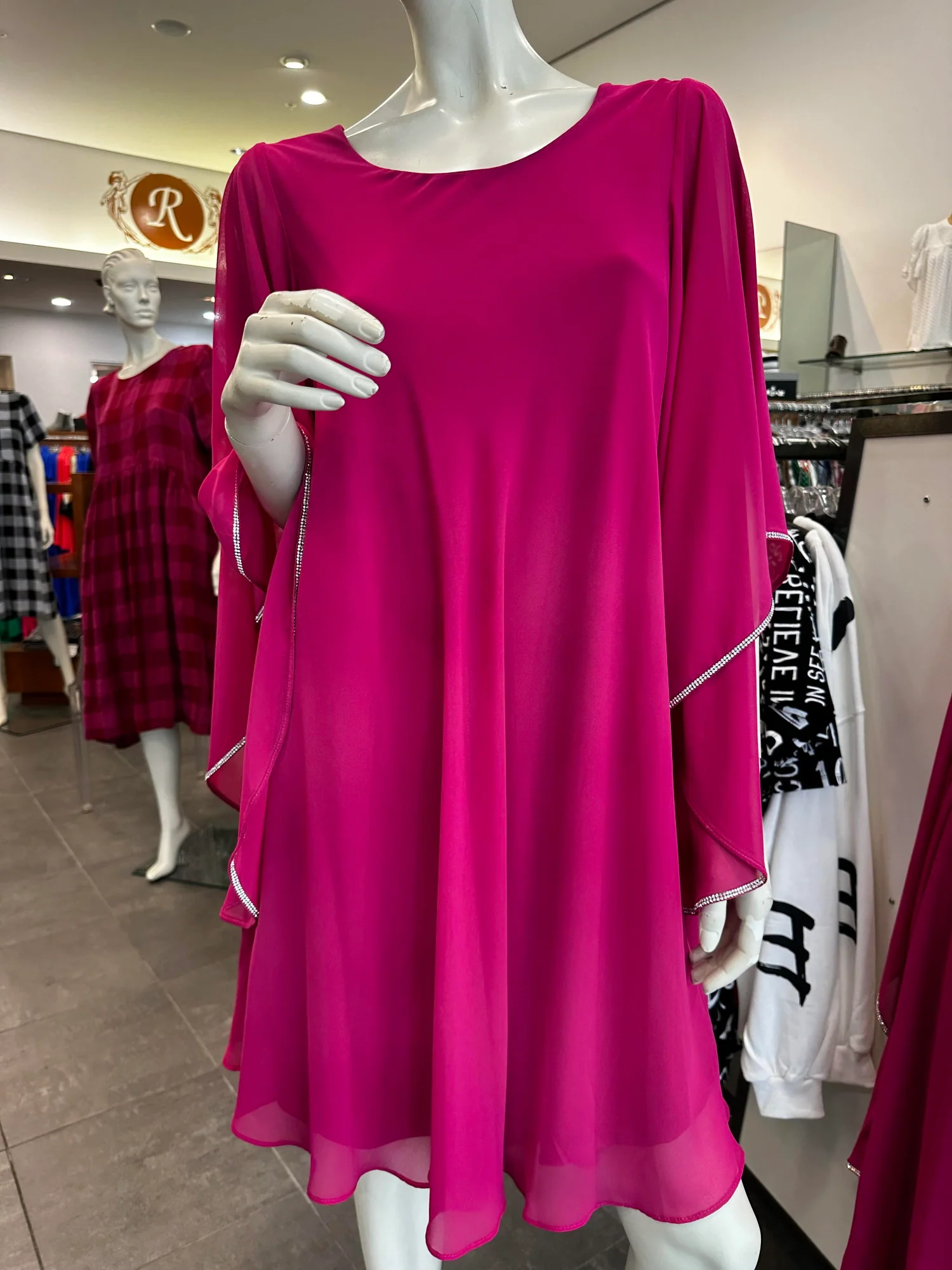 Frank Lyman Diamante Sleeve Dress - Magenta