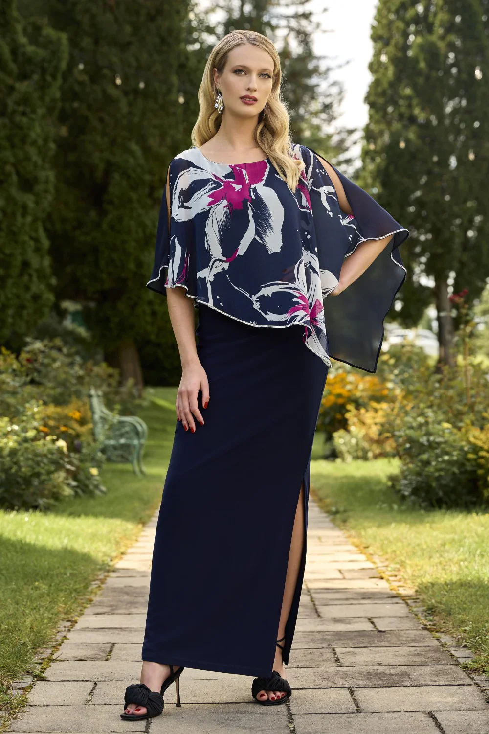 Frank Lyman Draped Chiffon Maxi Dress - Image 3