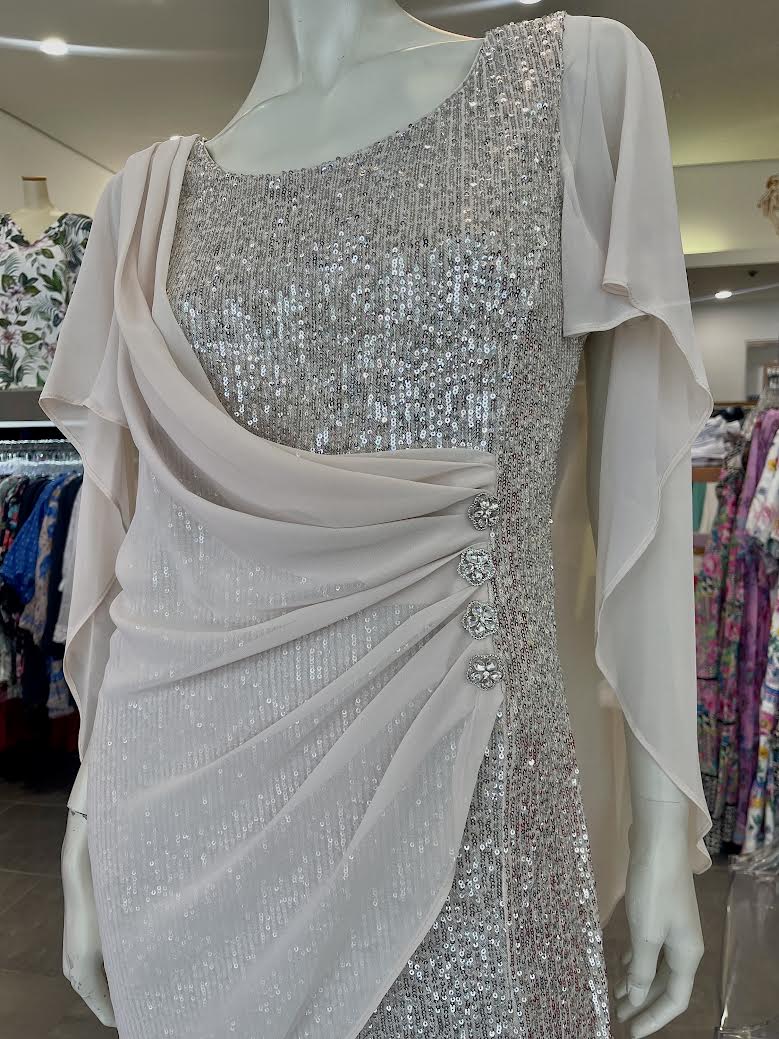 Frank Lyman Elegant Sequin Overlay Dress - Image 3