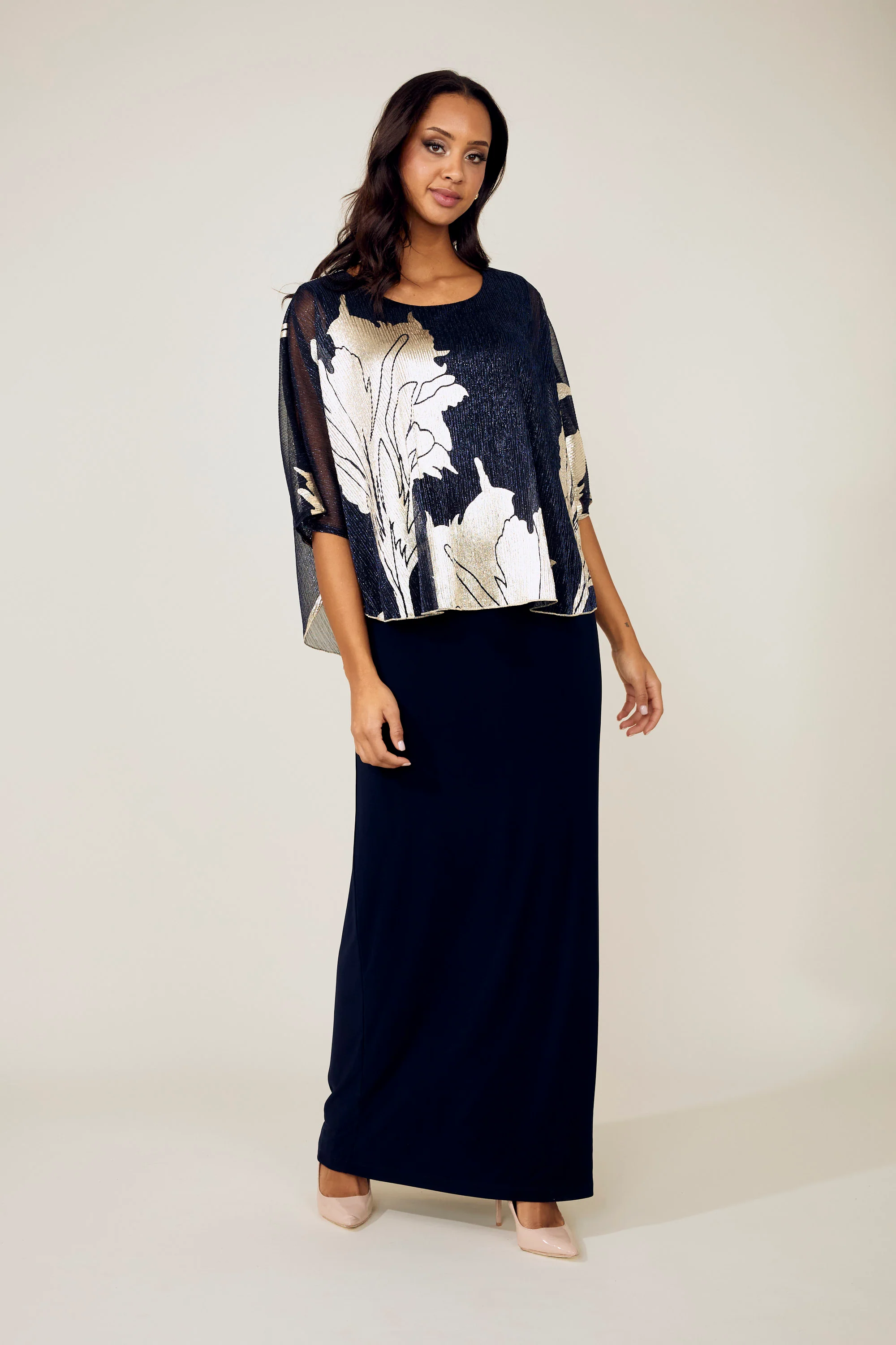 Frank Lyman Sheath Maxi Dress-Navy - Image 2