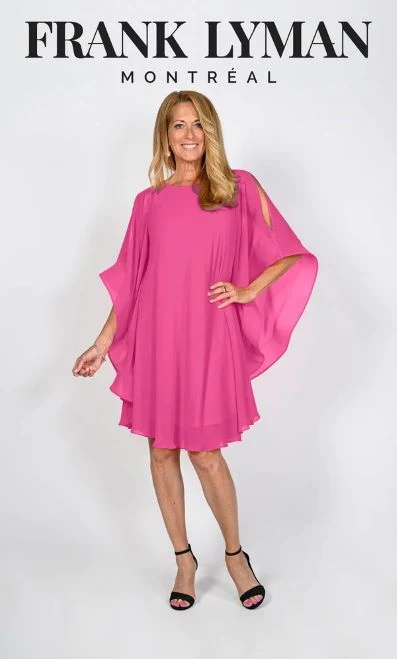 Frank Lyman Angel Sleeve Dress - Magenta