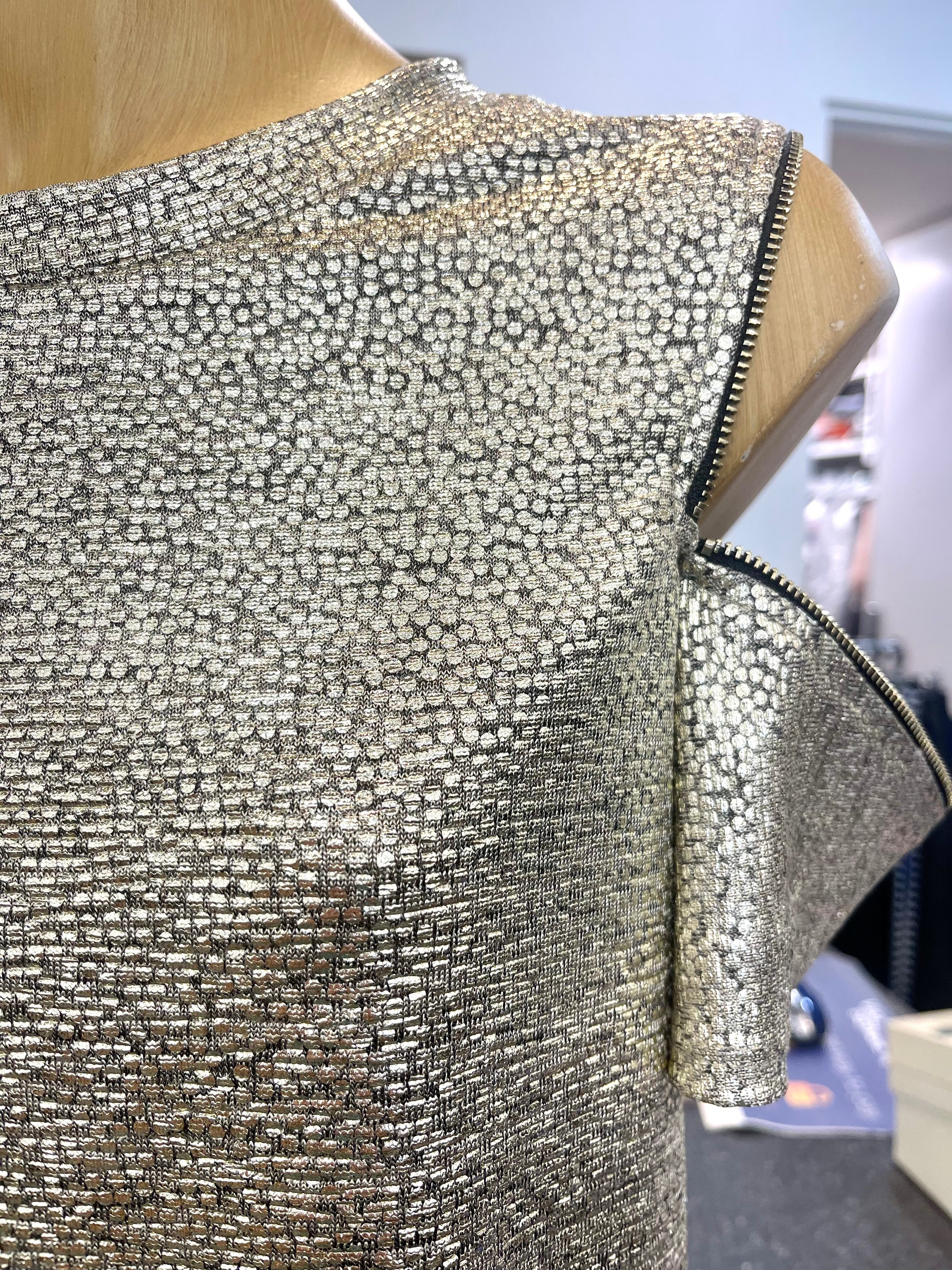 Frank Lyman Gold Knit Top With Zipper Detail - Image 2