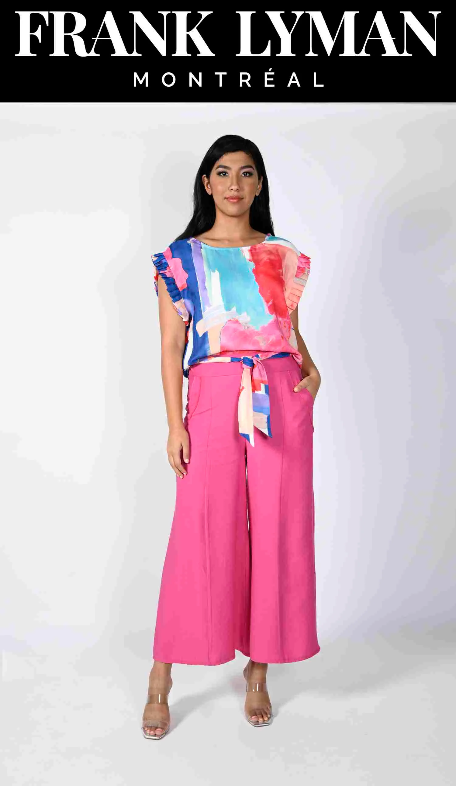 Frank Lyman Hot Pink Woven Pant - Image 3