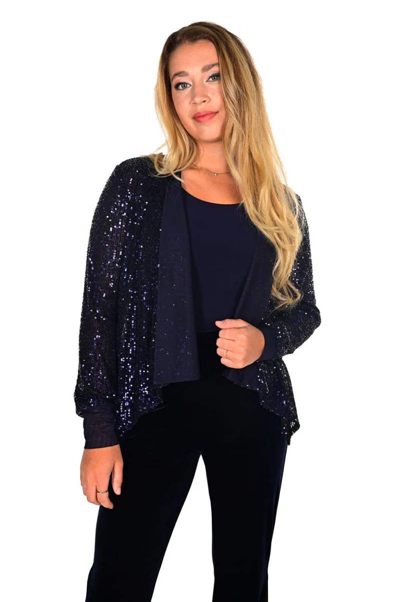 Frank Lyman Navy Sequin Cardigan - Image 4