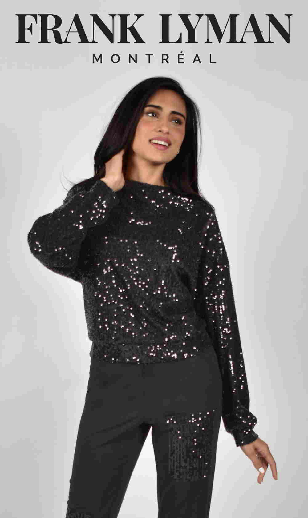 Frank Lyman Sequin Top-Black