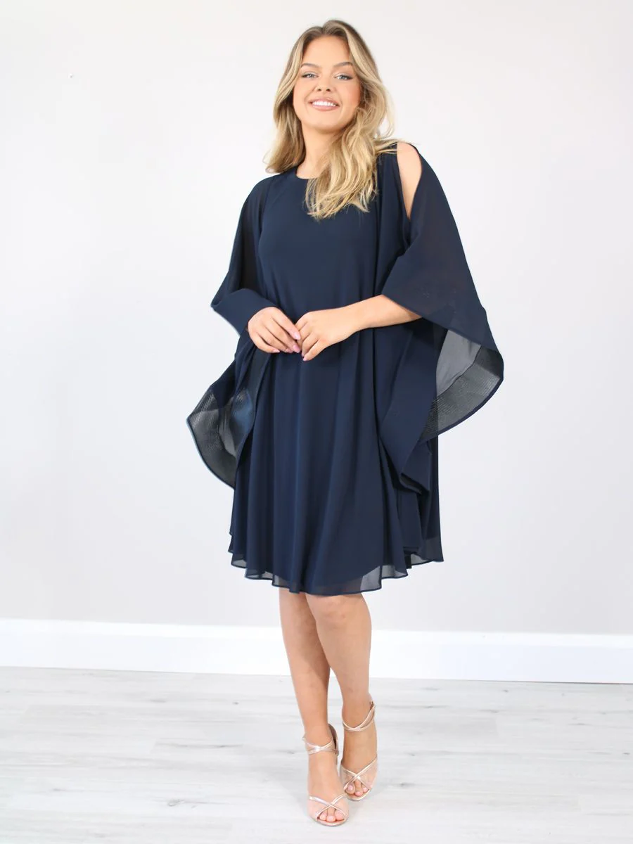 Frank Lyman Angel Sleeve Dress - Navy - Image 2