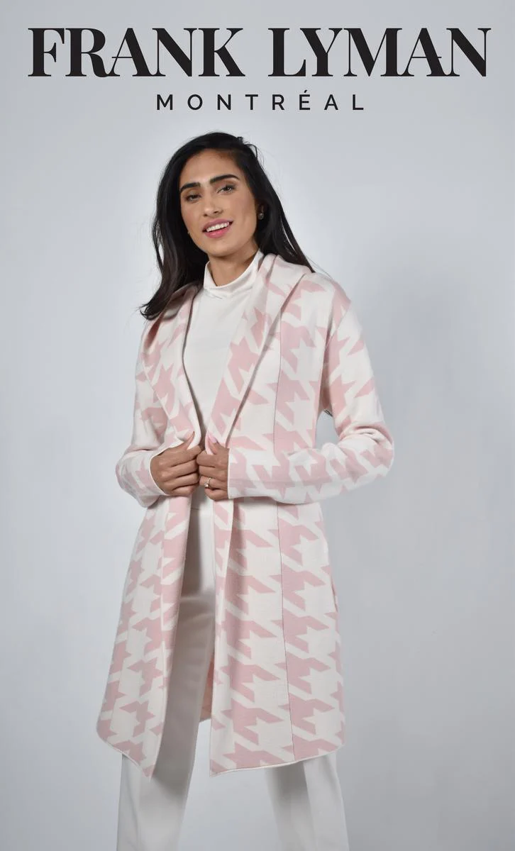 Frank Lyman Orchid Blush And White Knitted Hoodie/Jacket