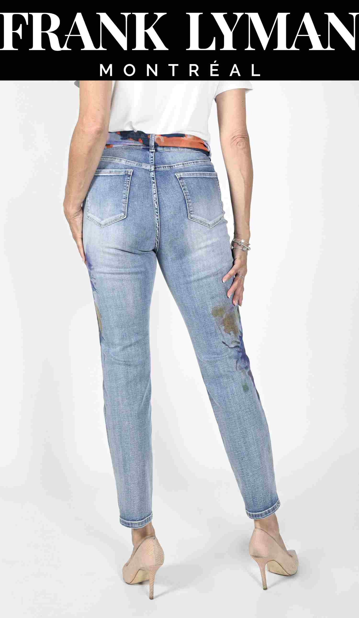 Frank Lyman Pale/Blue Woven Denim Pant - Image 2