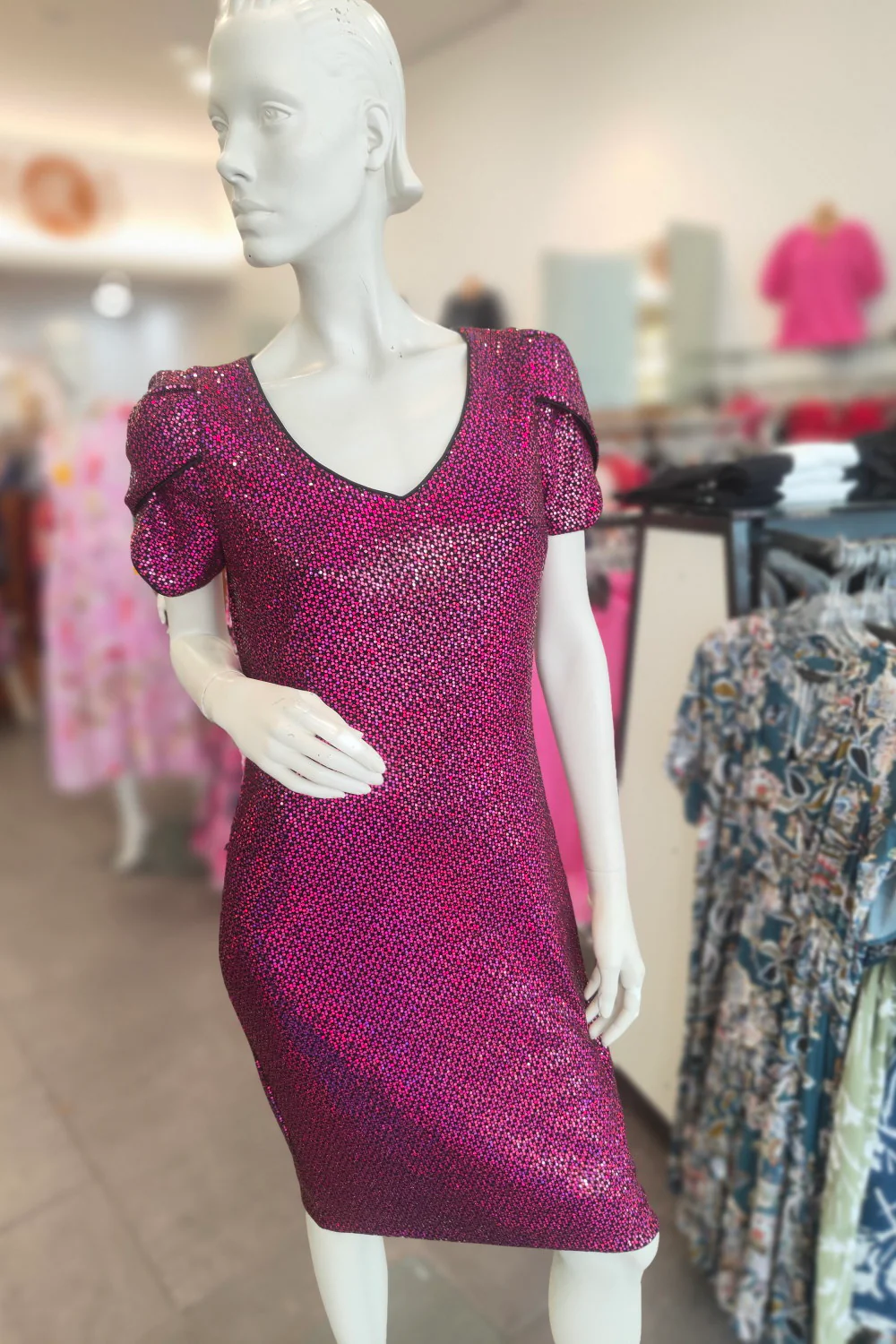 Frank Lyman Pink Glitter Dress - Image 2