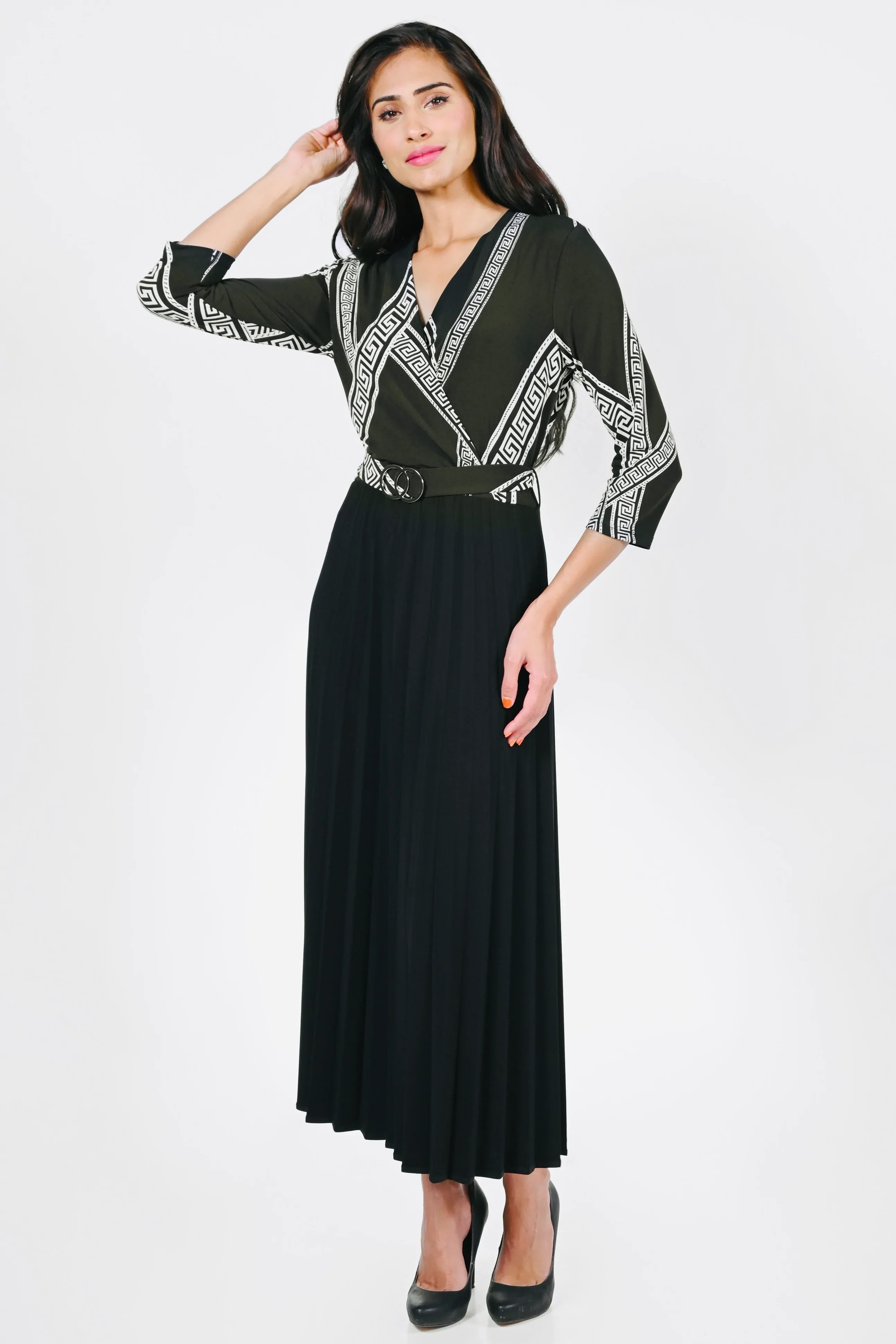 Frank Lyman Pleat Knit Dress - Black