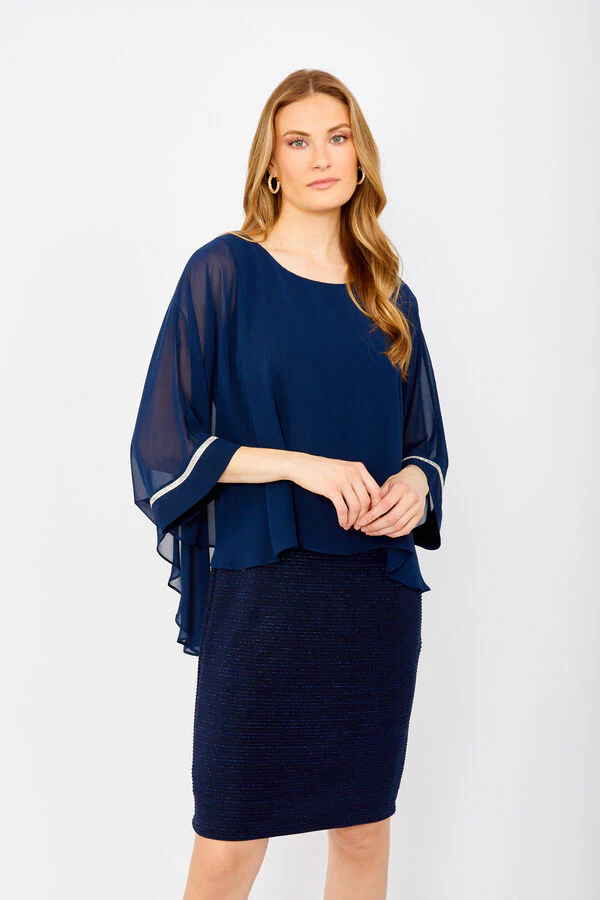 Frank Lyman Sheath Dress With Flutter Sleeve - Imperial Blue - Image 3