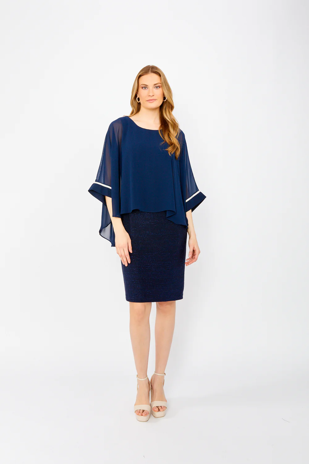 Frank Lyman Sheath Dress With Flutter Sleeve - Imperial Blue - Image 6