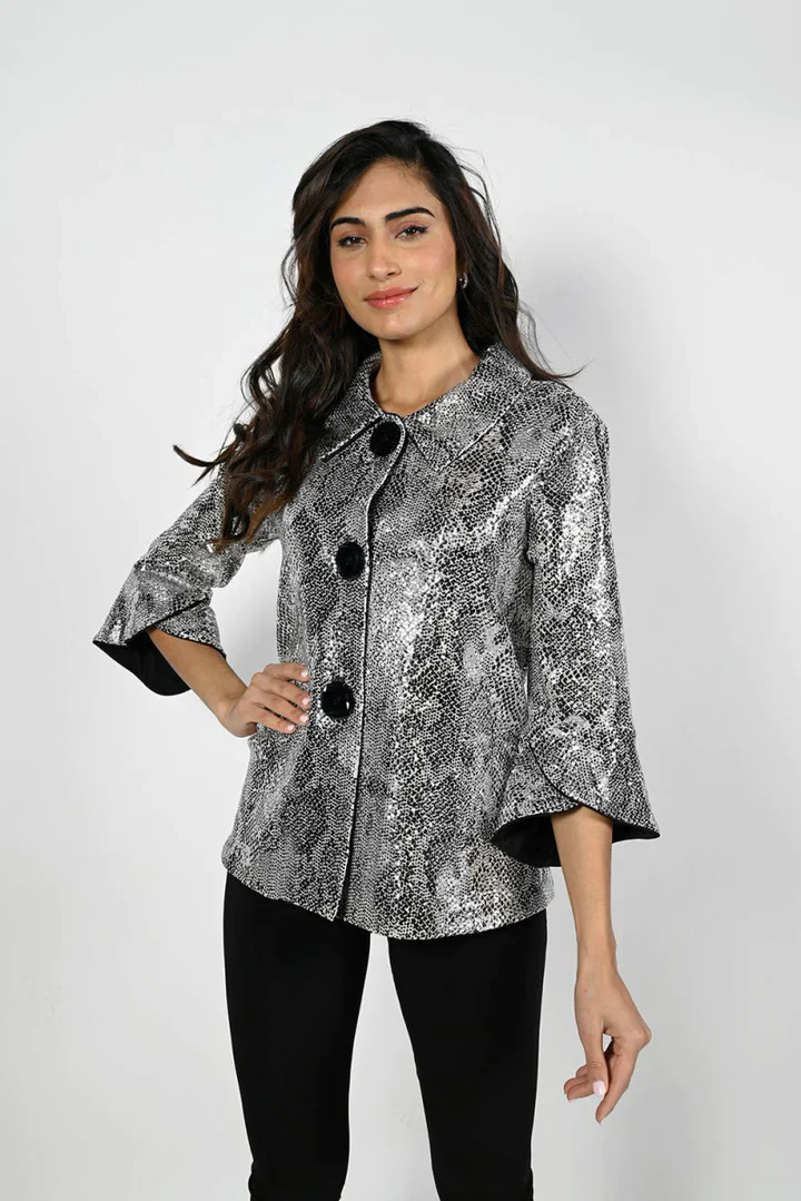 Frank Lyman Silver And Black Metallic Jacket - Image 2