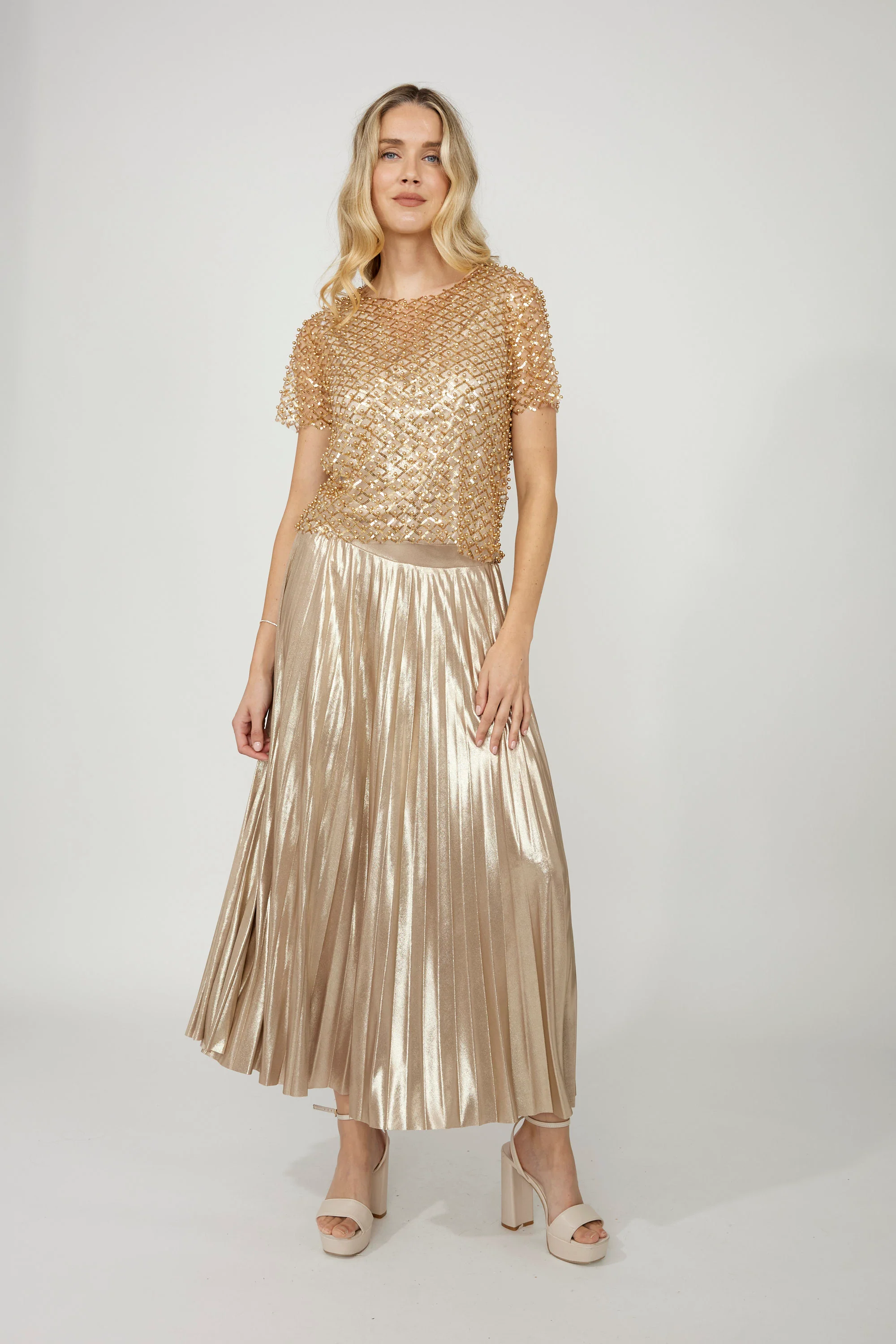 Frank Lyman Sparkly Skirt - Silver - Image 3