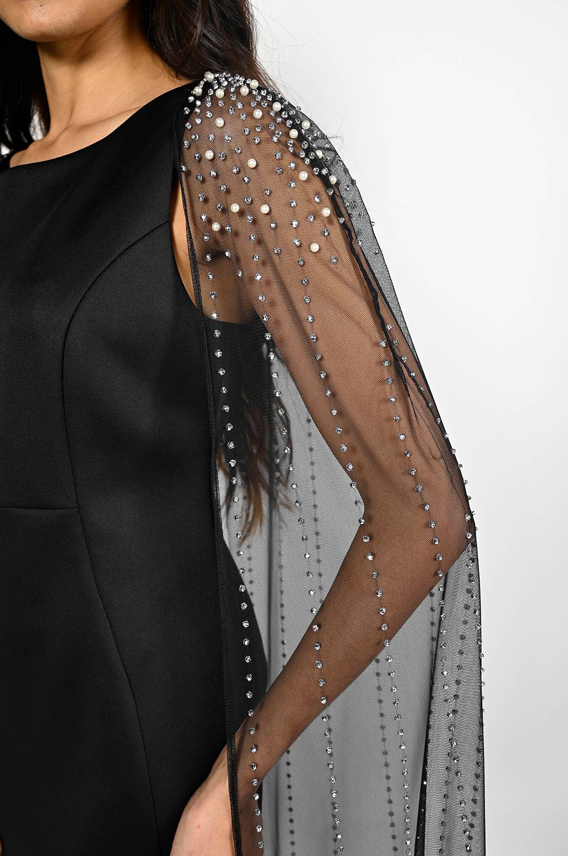 Frank Lyman Studded Cape Gown - Black - Image 4
