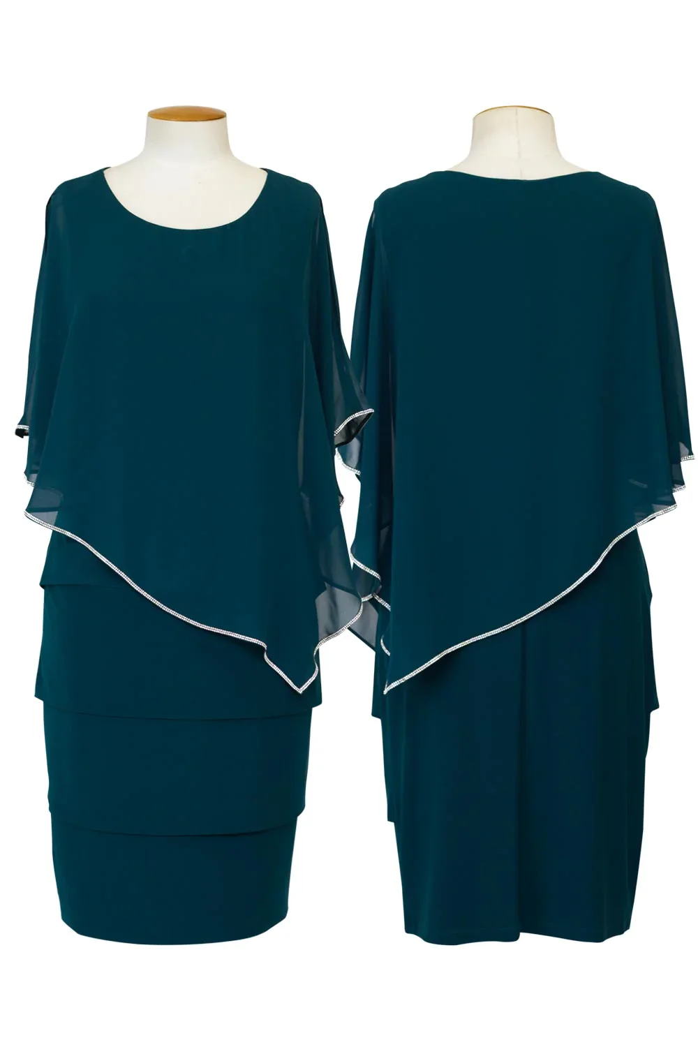Frank Lyman Tiered Layer Overlay Dress - Evergreen - Image 2