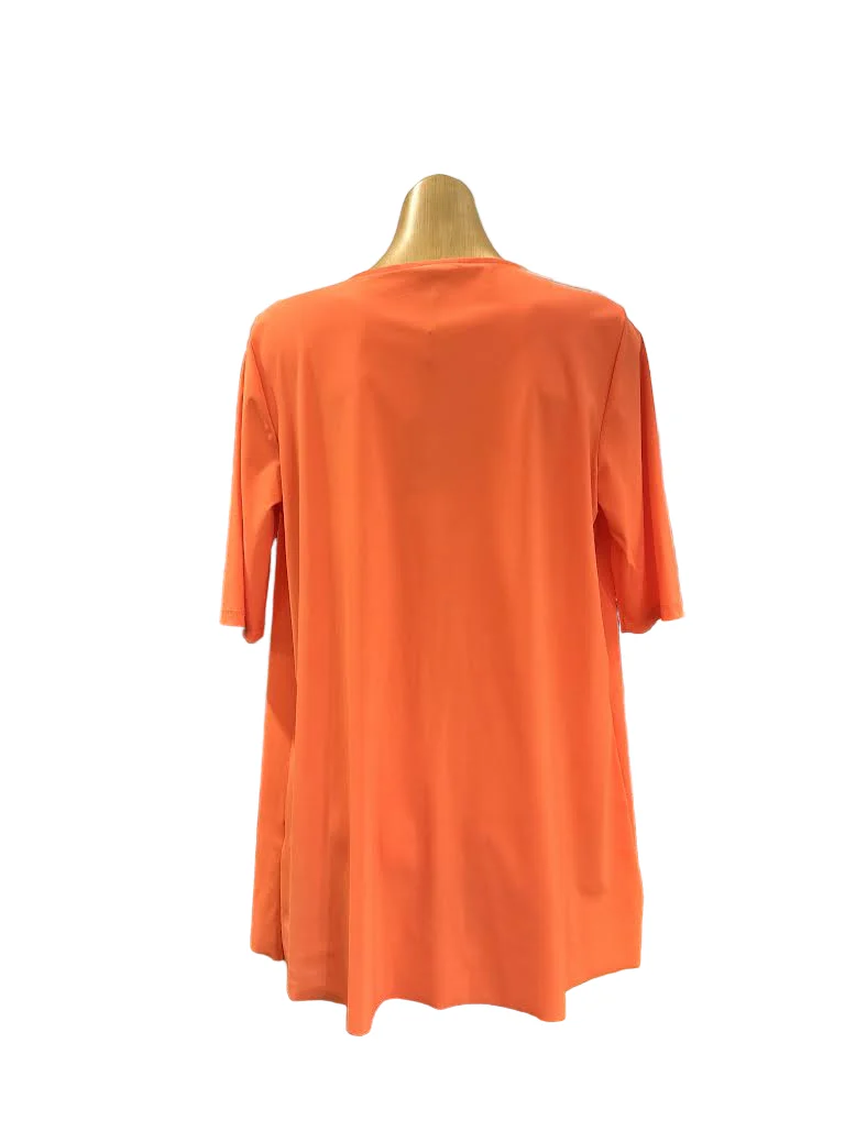 Paula Ryan Half Sleeve Angle Front Long Top - Melon - Image 3