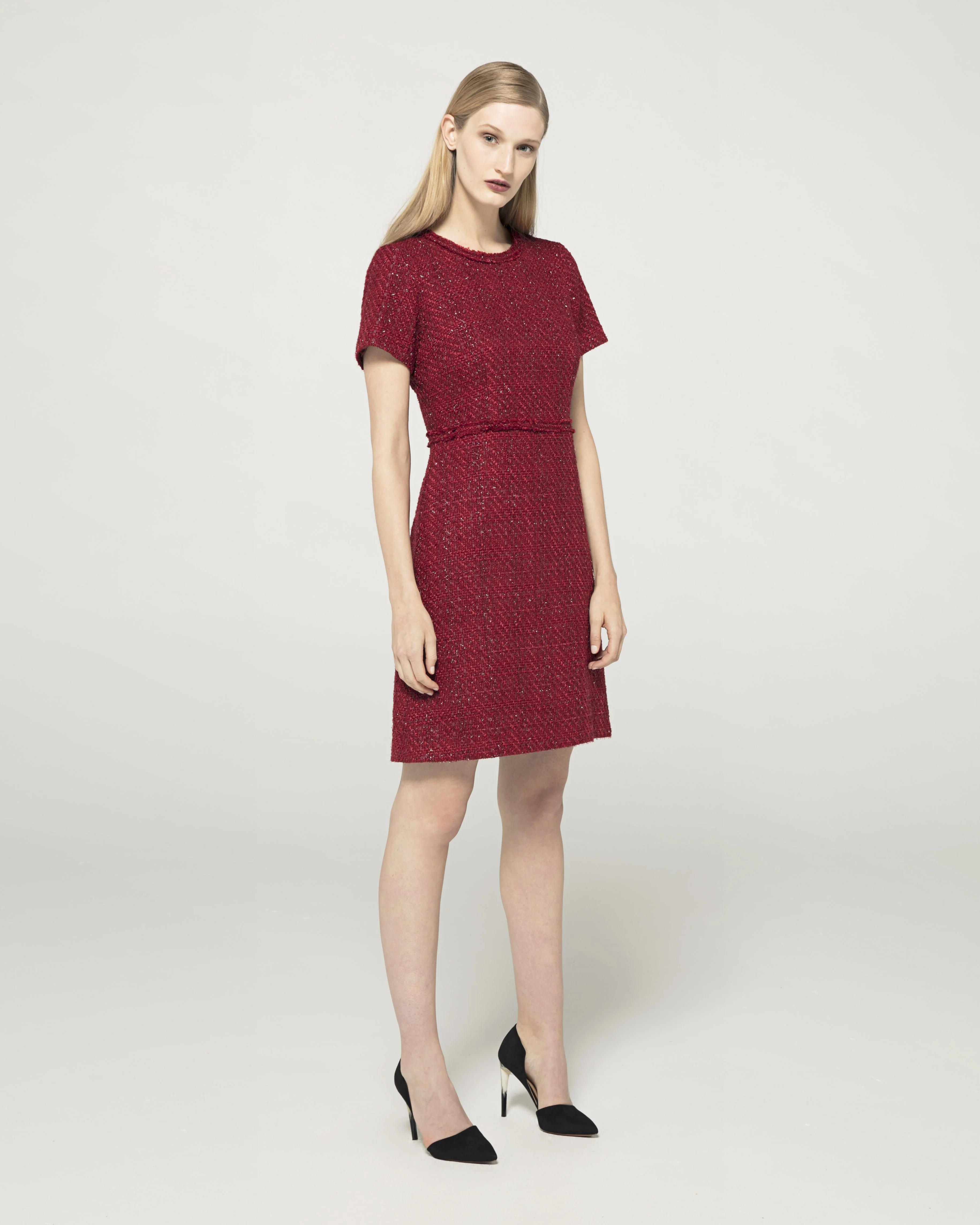 Helen Cherry Boucle Dress - Red