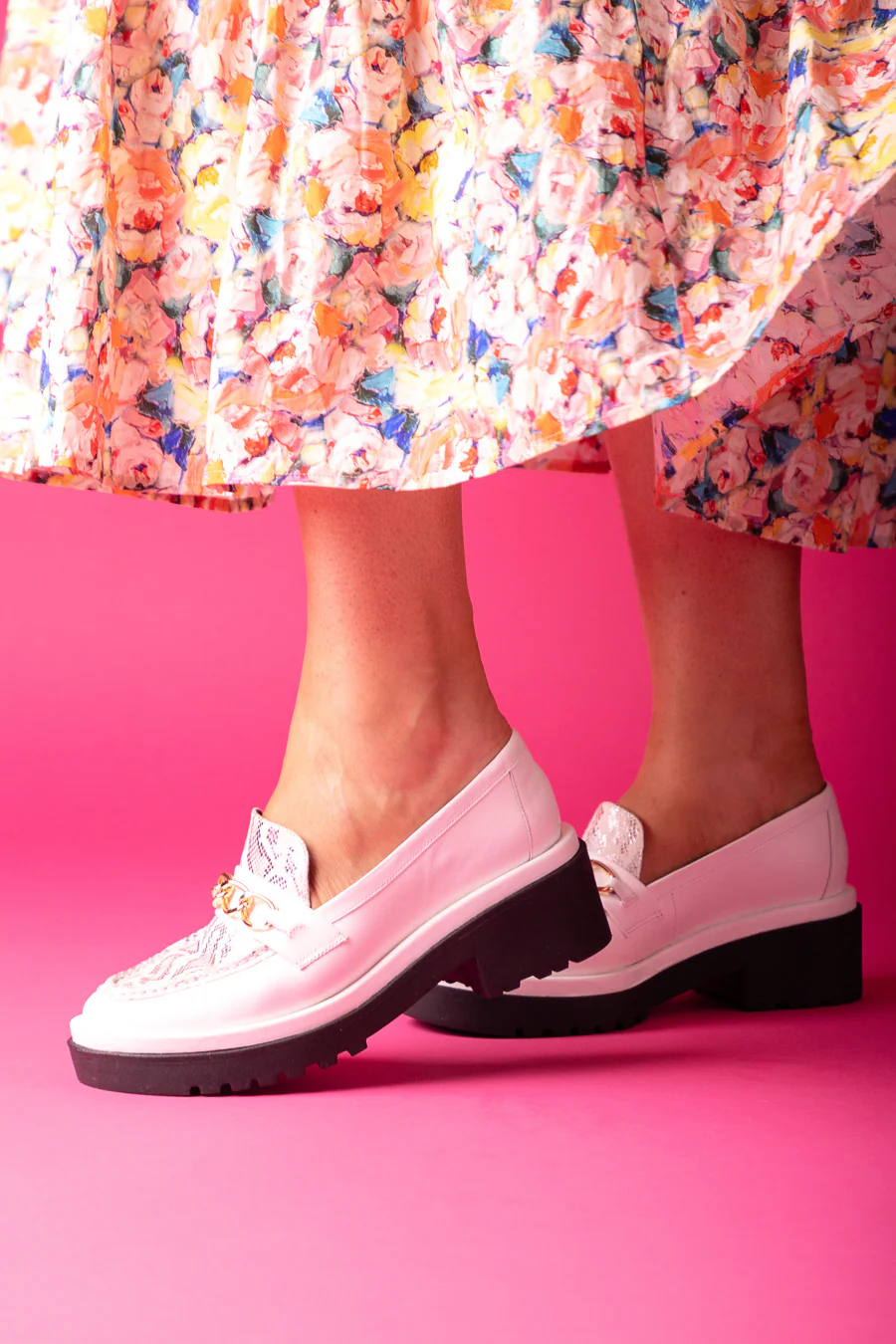 Hey Monday Annie Loafer Snakeskin White/Silver - Image 2