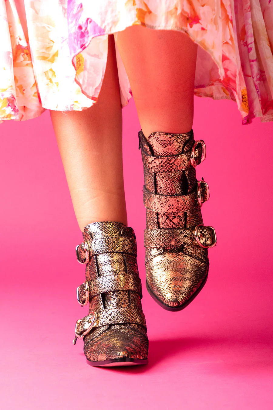 Hey Monday Ava Boot Black/Gold Snakeskin - Image 2