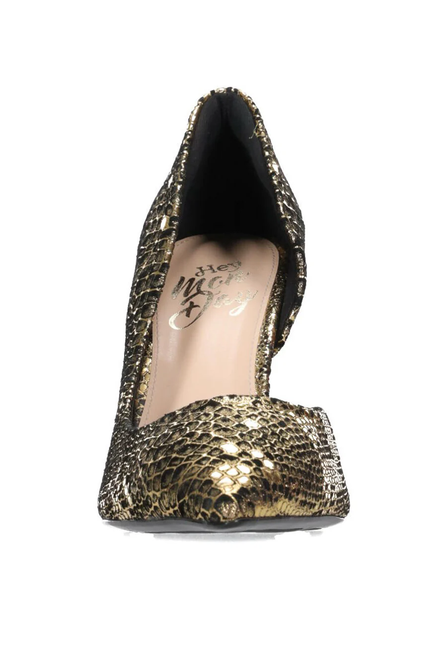 Hey Monday Knox Heel Black Gold Snakeskin - Image 6