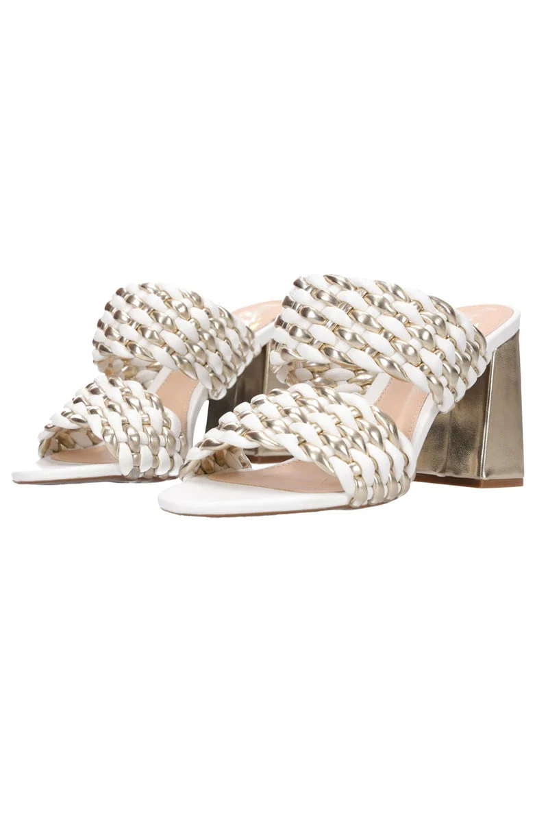 Hey Monday Sienna Heel White & Gold - Image 2