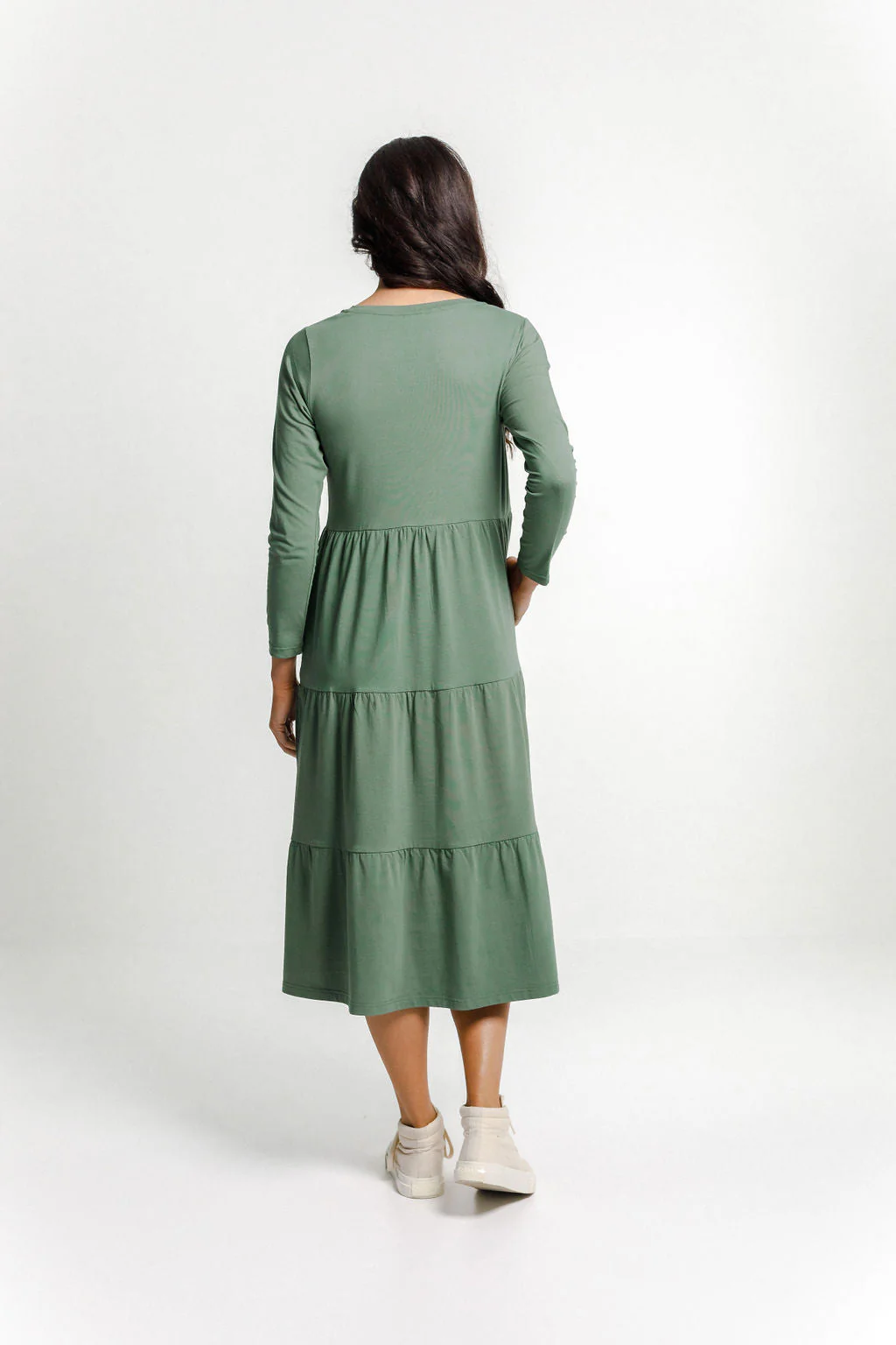 Home Lee Ellen Long Sleeve Kendall Dress- Moss - Image 5